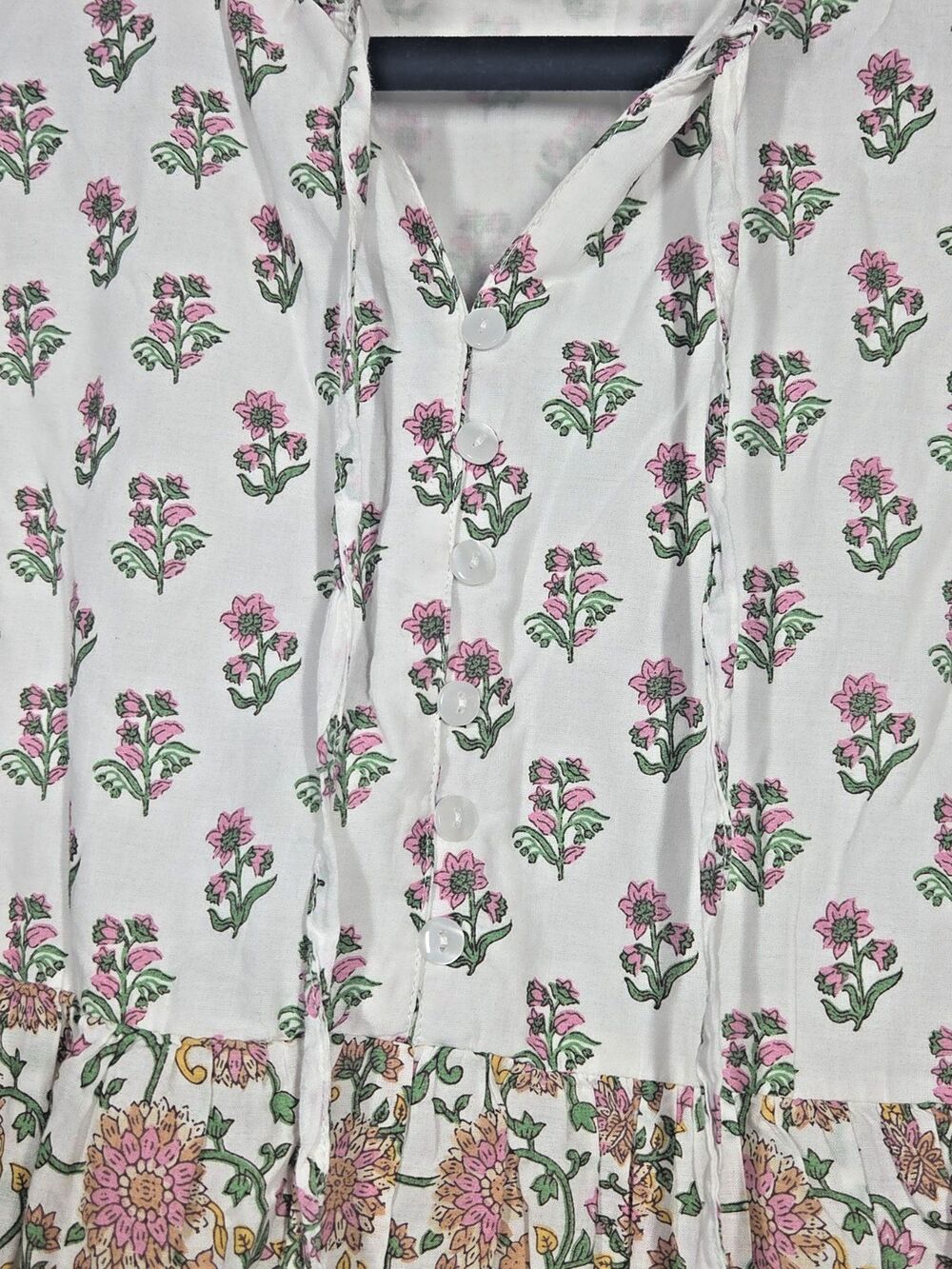 JAPNA Cotton Sleeveless Tiered Thistle Dress MEDIUM Boho Peasant Cottage Floral - Picture 8 of 10